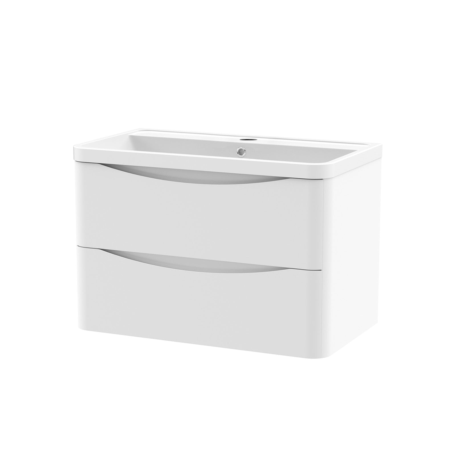 Nes Home 800mm Wall Hung Vanity with Double Drawers Matte Beige and Basin