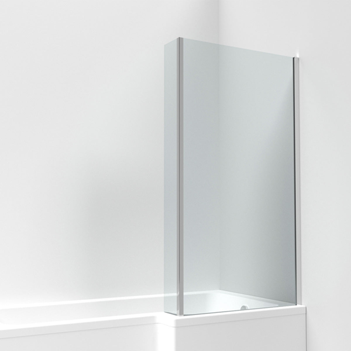 Chrome 800mm L-Shaped Fixed Bath Screen