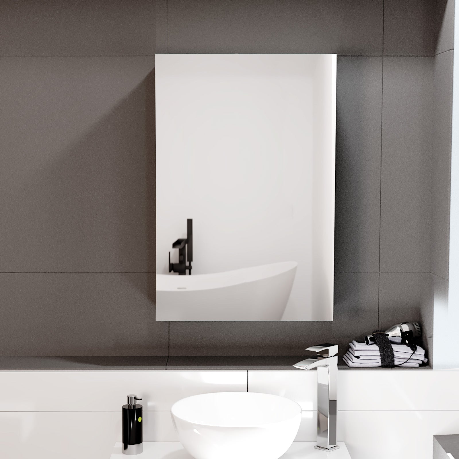 Gloss White 400mm Bathroom Mirror Cabinet With Shelf Storage