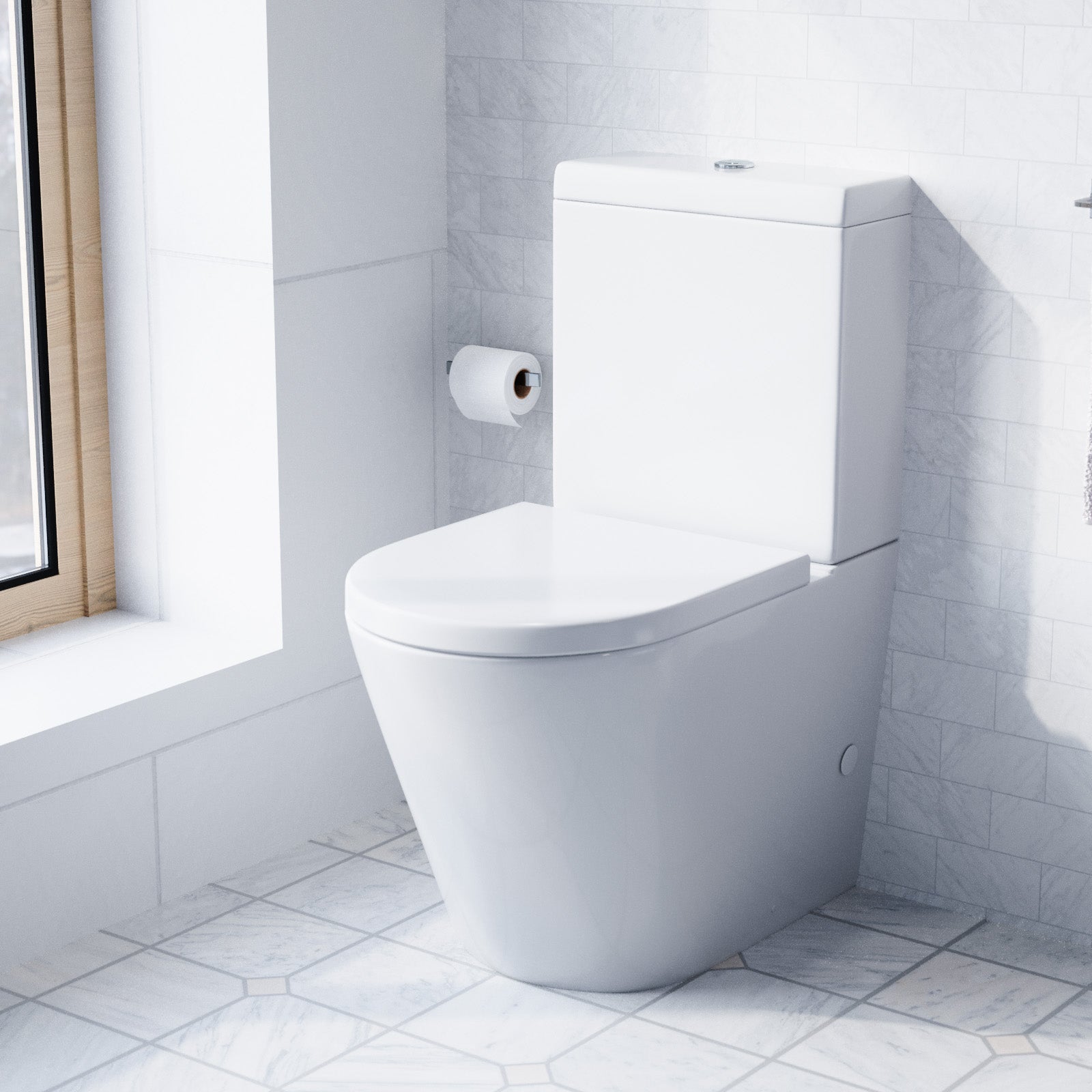 Roxy Blue 600mm Basin Vanity With Black Frame & Close Coupled Toilet
