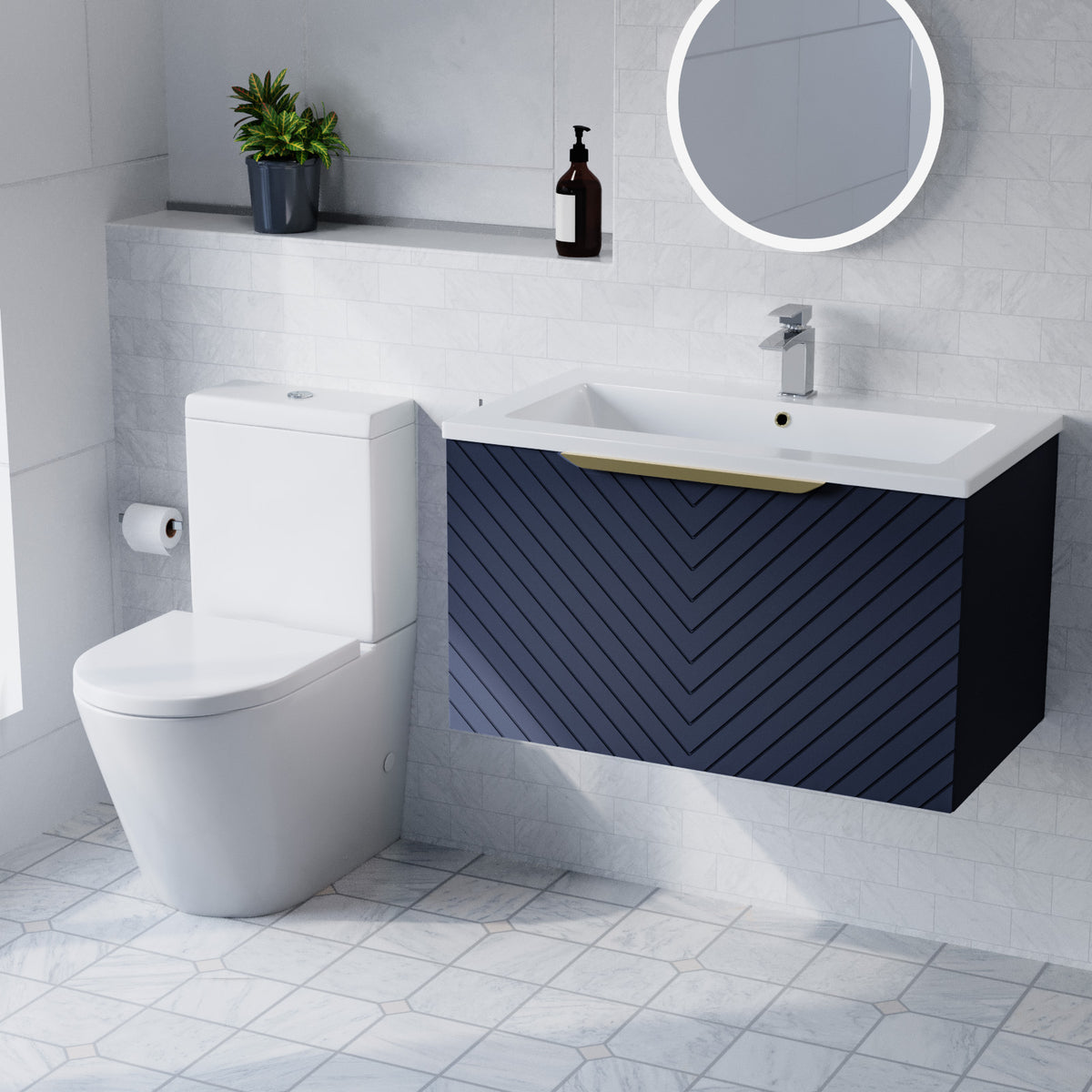 Roxy Blue 800mm Basin Vanity Unit & Close Coupled Toilet