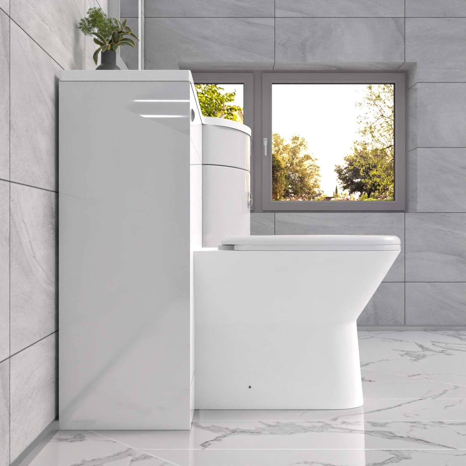 Dene 1100mm Sink White Combination Vanity Unit with BTW Toilet