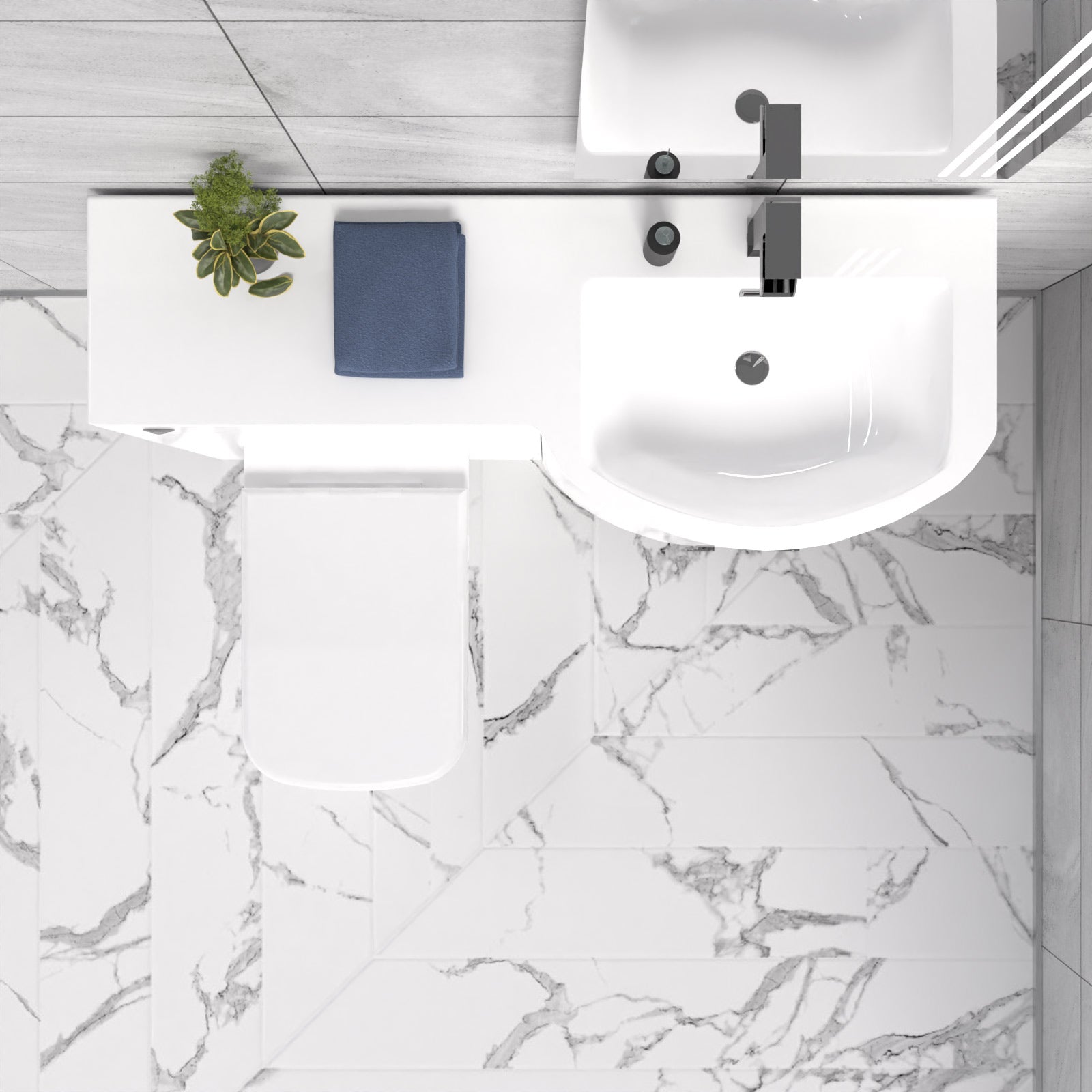 Dene 1100mm Sink White Combination Vanity Unit with BTW Toilet