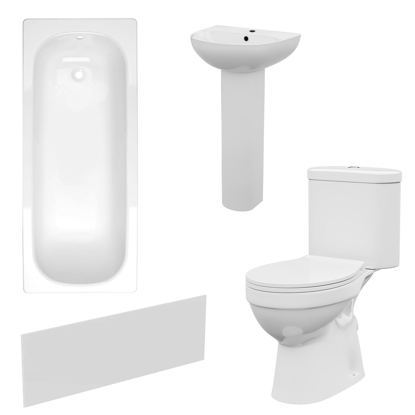 White 450mm Round Slim Edge Pedestal Basin with Toilet Bath & Front Panel