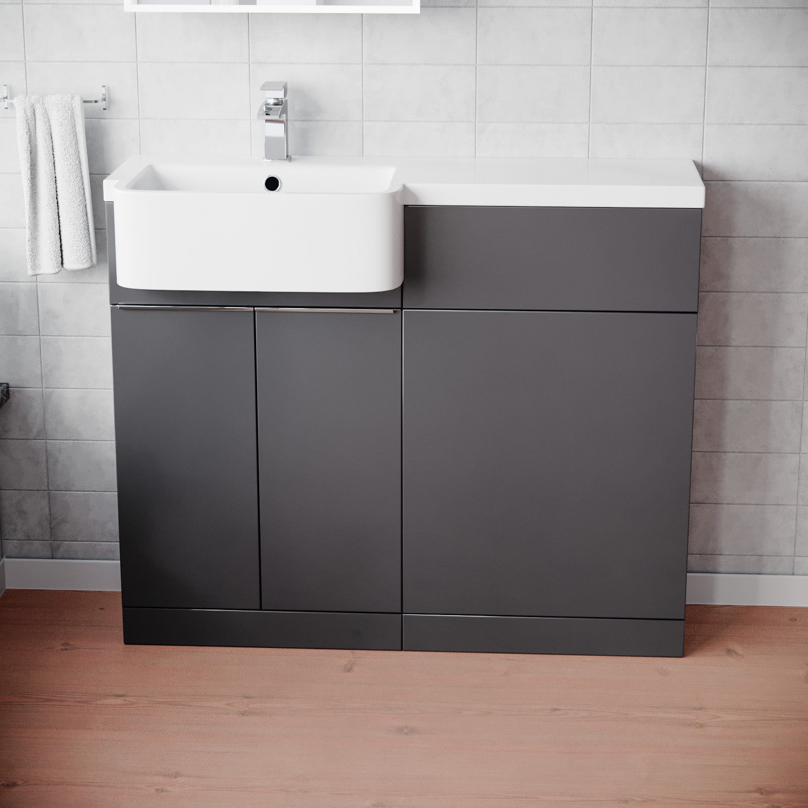 Bretford 1000mm Left Hand Freestanding Anthracite Cabinet with Basin & WC Unit