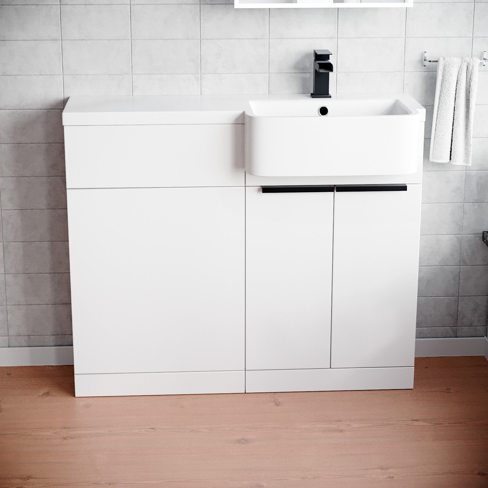 Bretford Right Hand Black Handles Basin Vanity Unit With Tap & Freestanding WC Unit