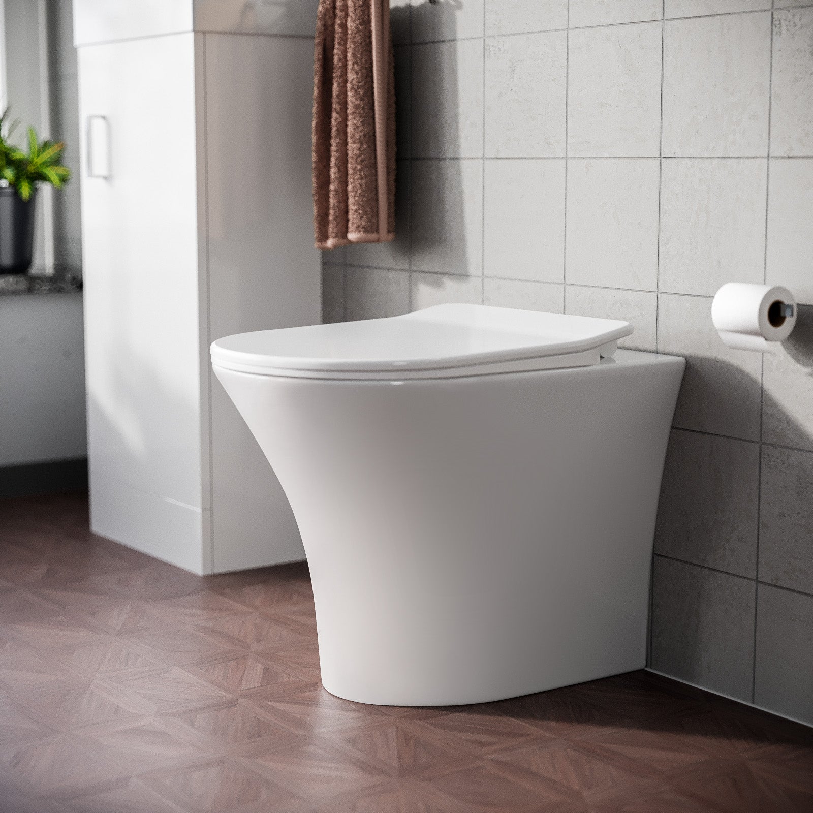 Kelston Modern Rimless Comfort Height Back to Wall Toilet with Soft Close Seat White