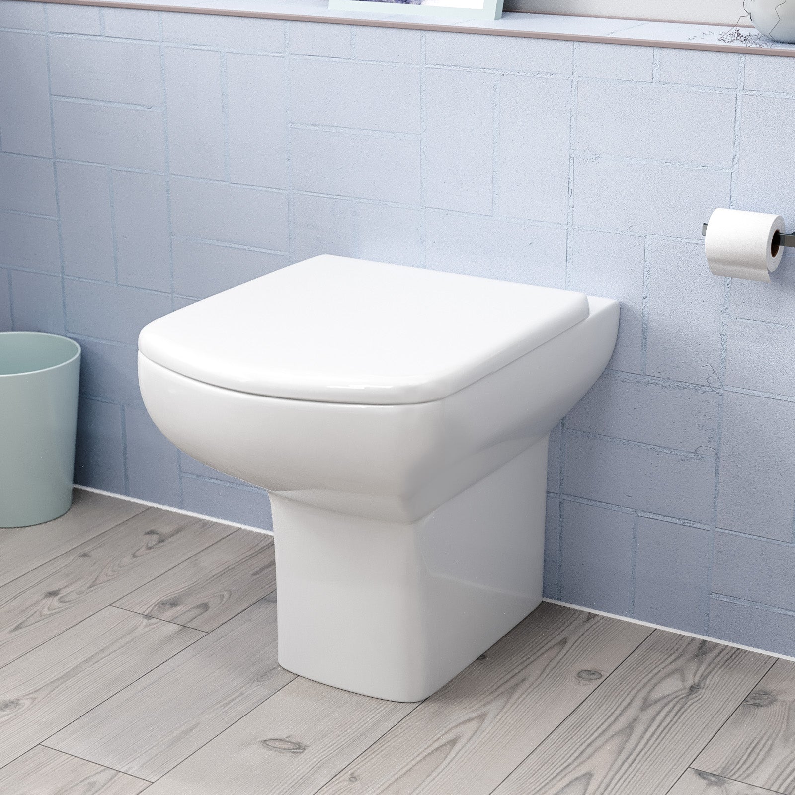 Modern Back to Wall Rimless Toilet and Soft Close Seat White