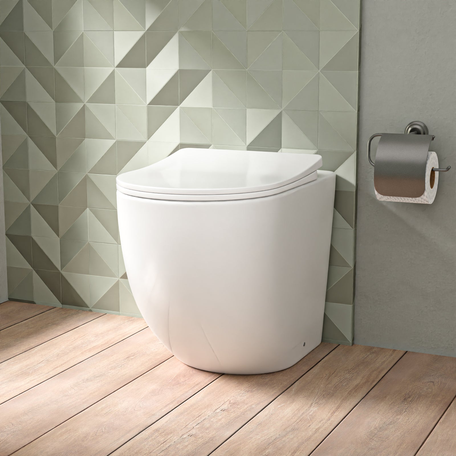Comfort Height Round Rimless Back To Wall Toilet Soft Close