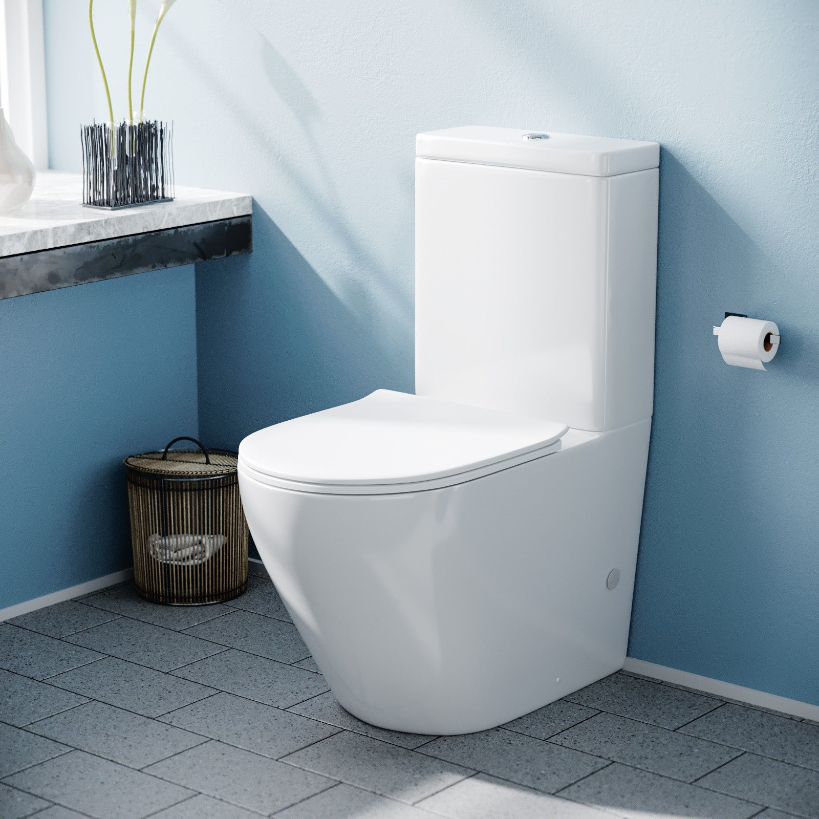 Belmont Modern Close Coupled WC Toilet & Soft Close Seat