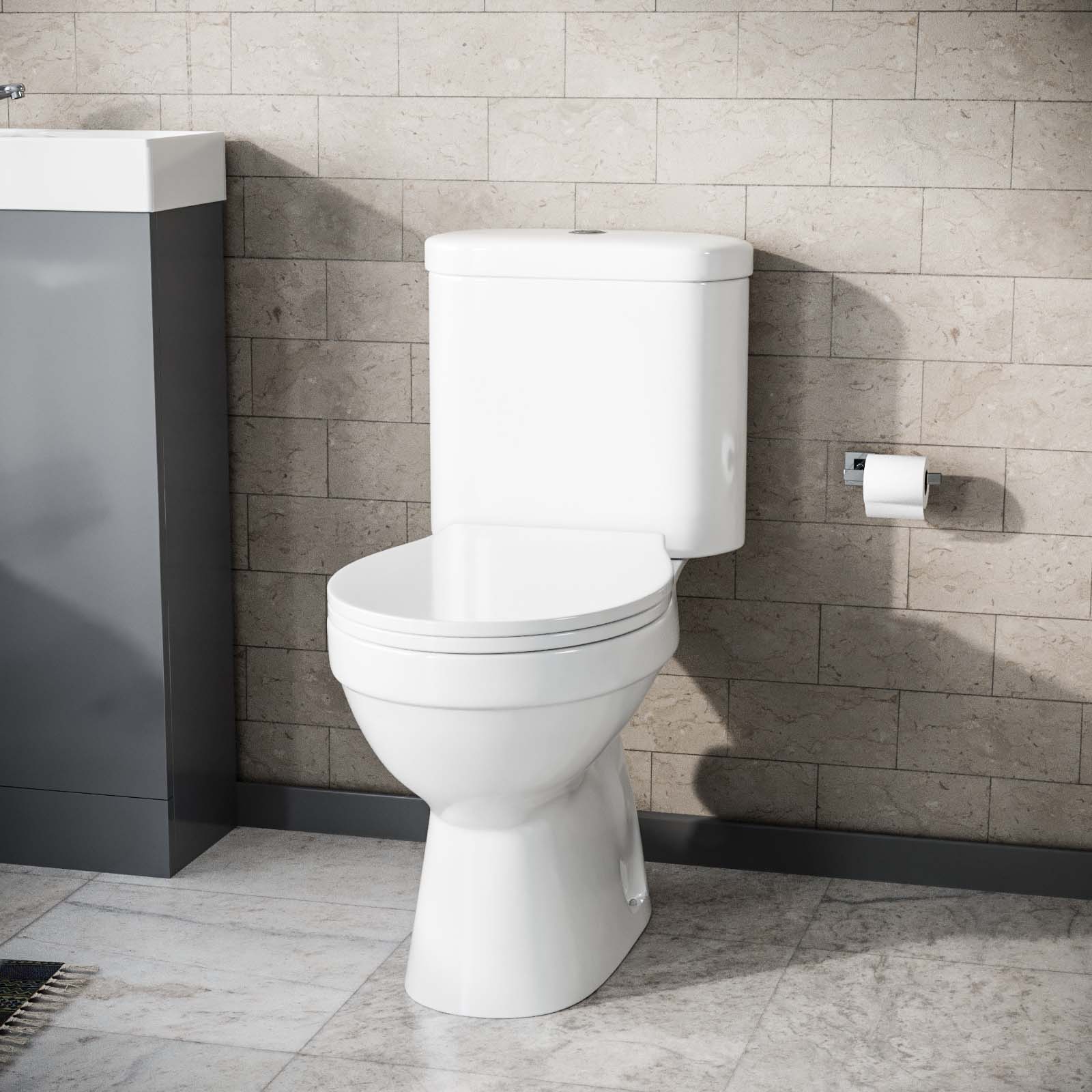 Close Coupled Round Toilet with Seat White