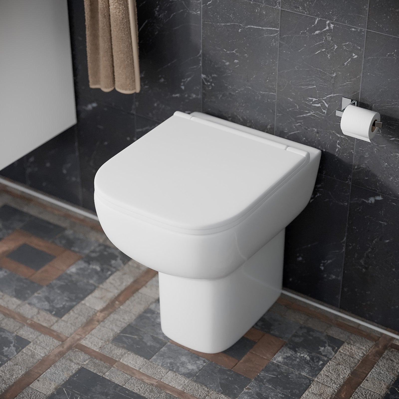 Comfort Height Rimless Back To Wall Pan & Soft Toilet Seat