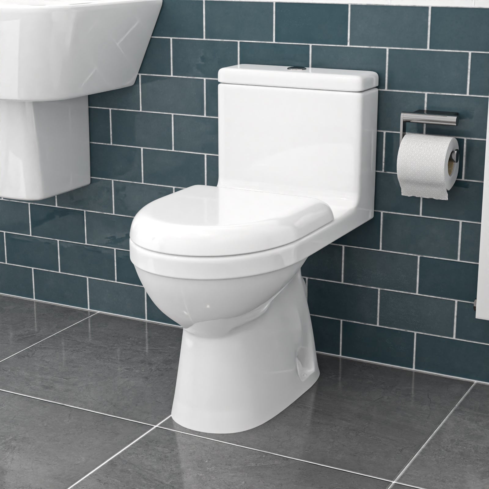 Modern White Close Coupled Toilet One Piece With Seat & Cistern