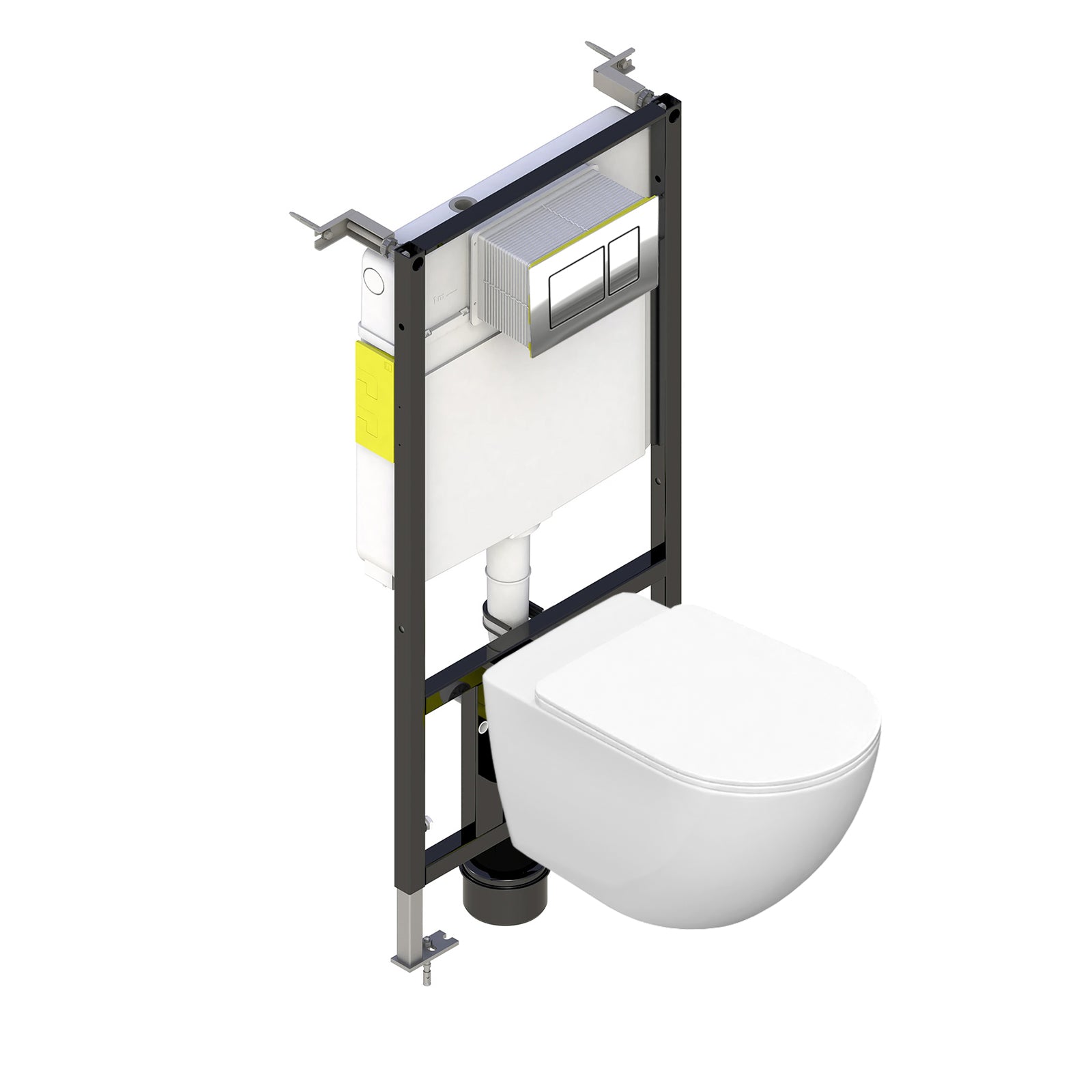 Tornado White Wall Hung Tornado Rimless Toilet With Frame & Flush Plate