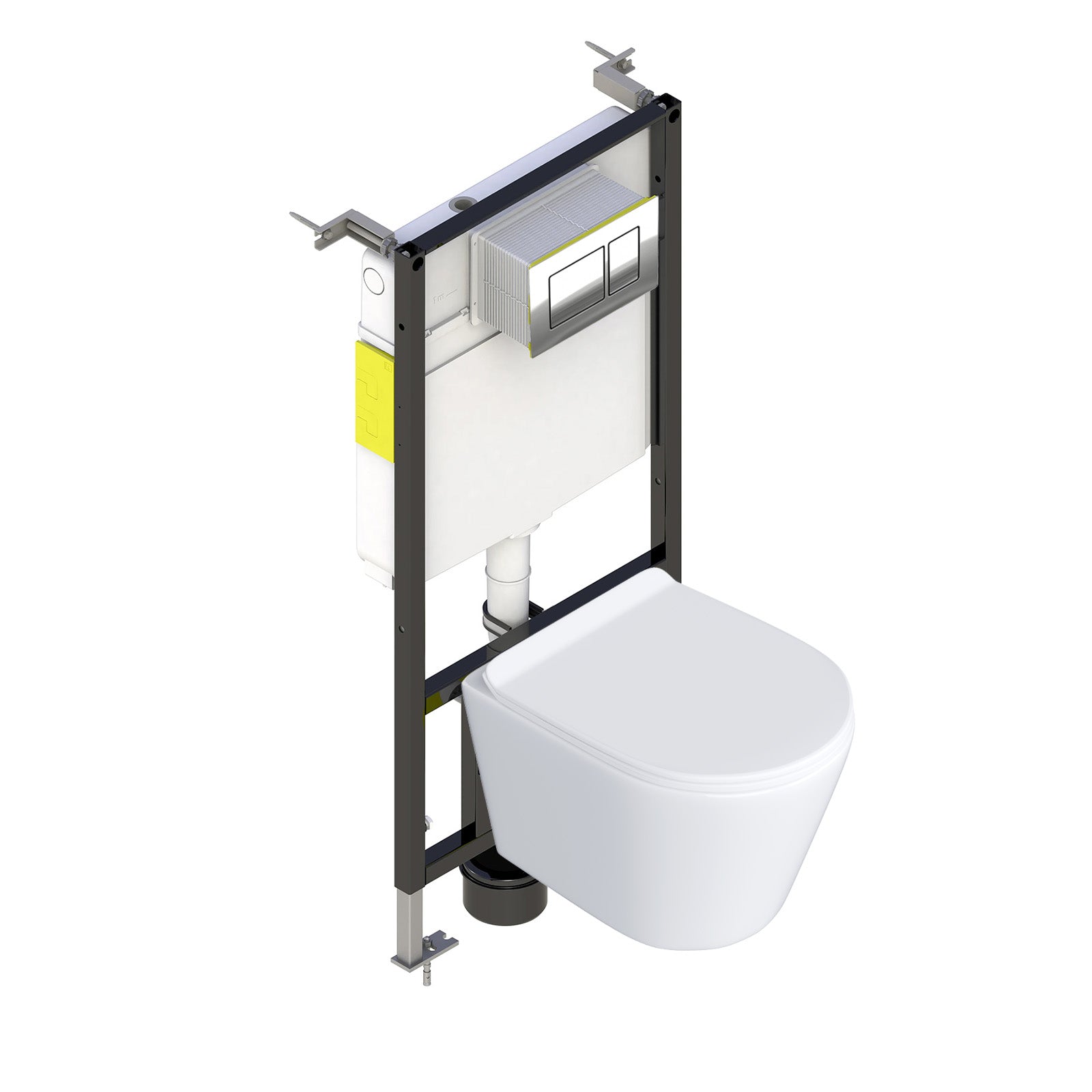 Tornado White Wall Hung Tornado Rimless Toilet With Frame & Flush Plate