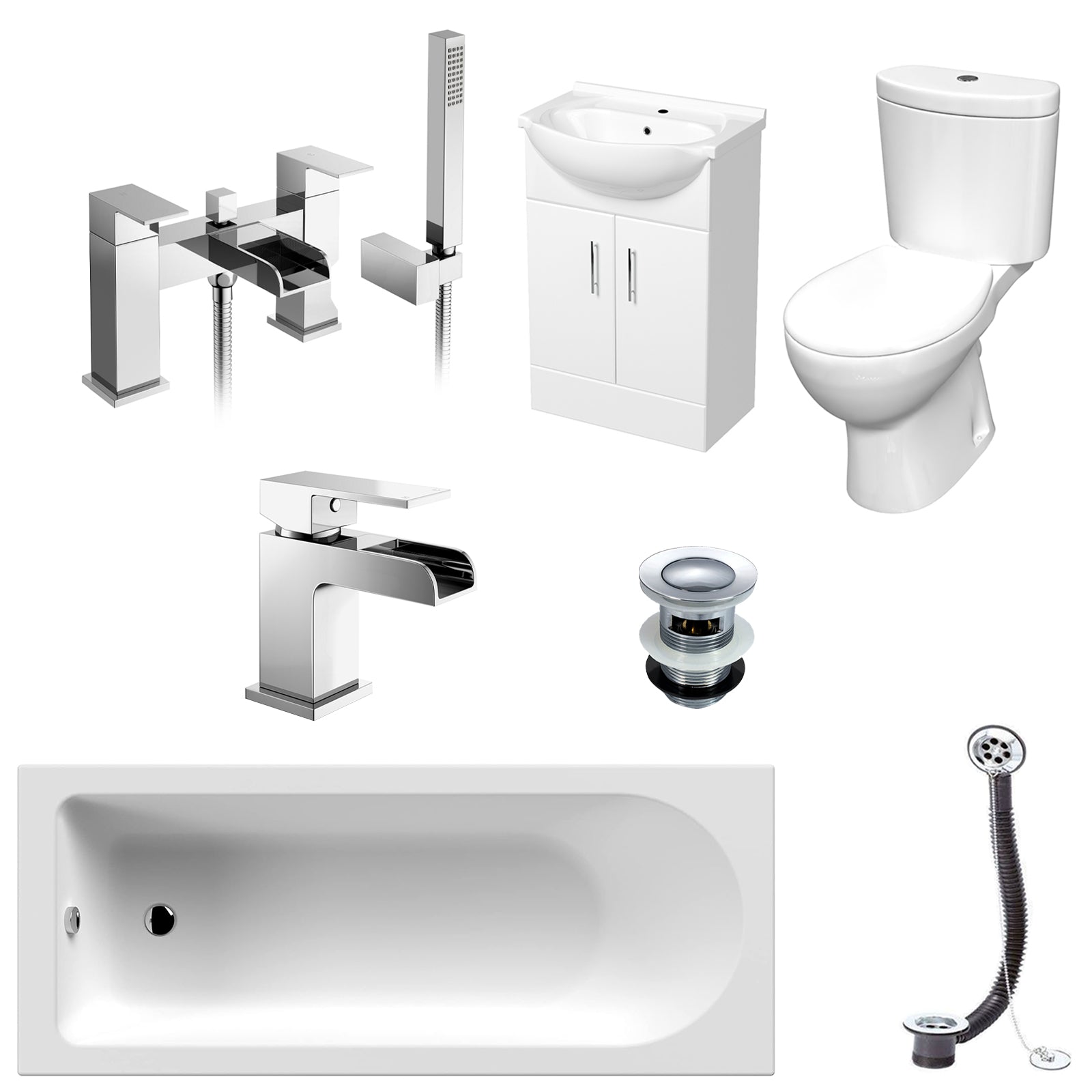 Senore Bathroom Suite 1700mm Vanity Unit WC Close Coupled Toilet Taps Waste