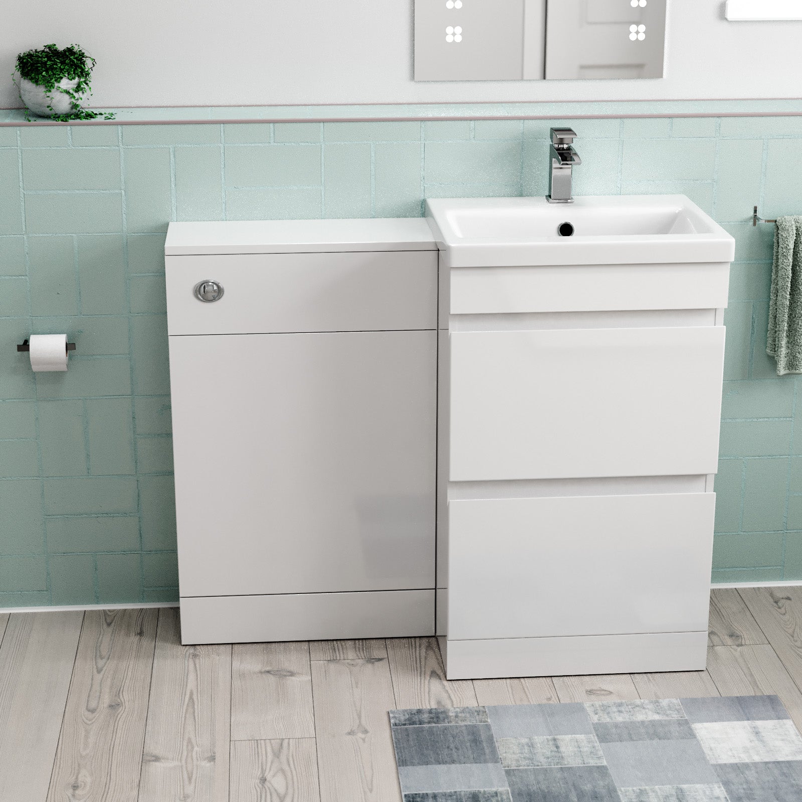 Alaska White Freestanding PVC 500mm 2 Drawers Vanity & WC Unit