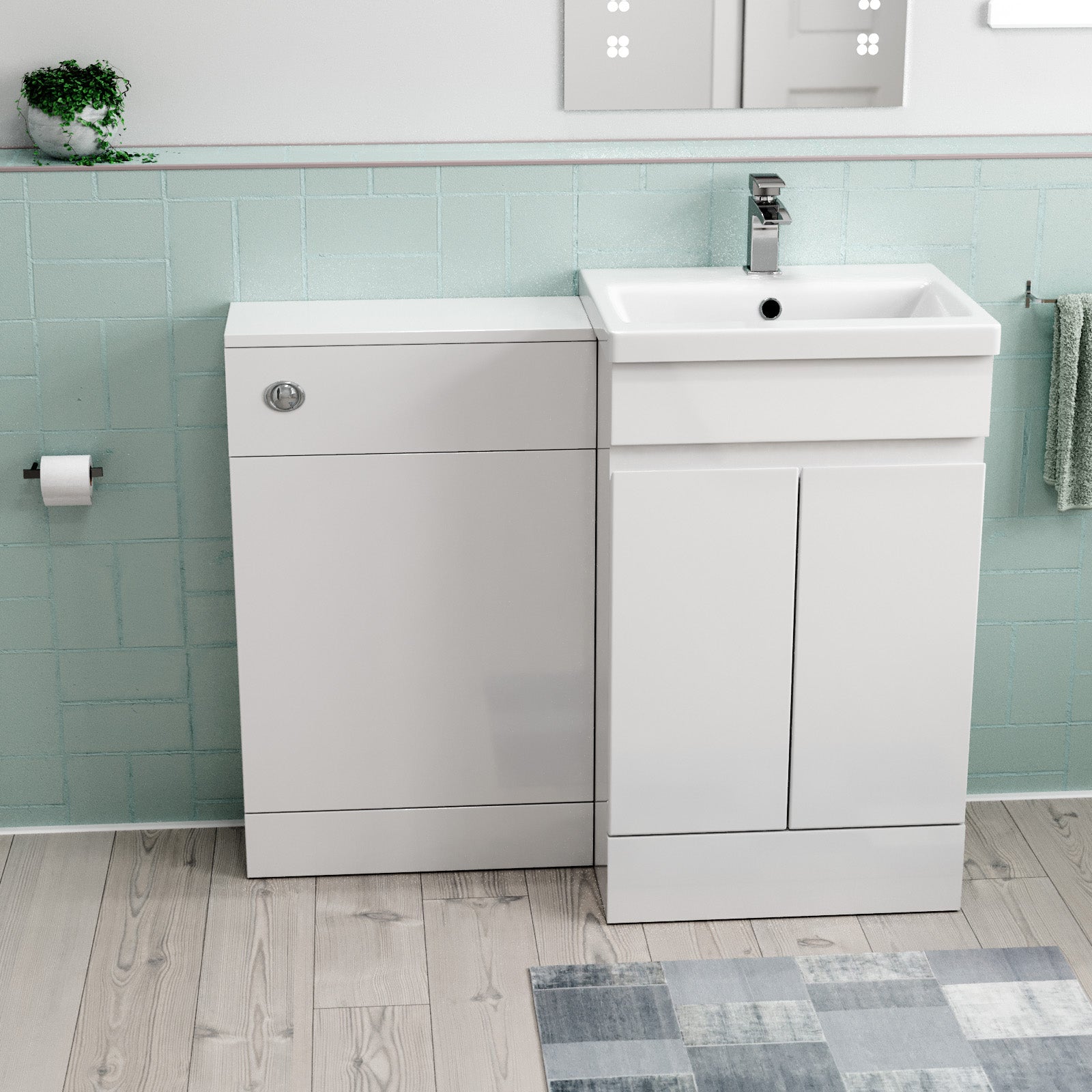 Alaska White Freestanding PVC 500mm 2 Doors Vanity & WC Unit