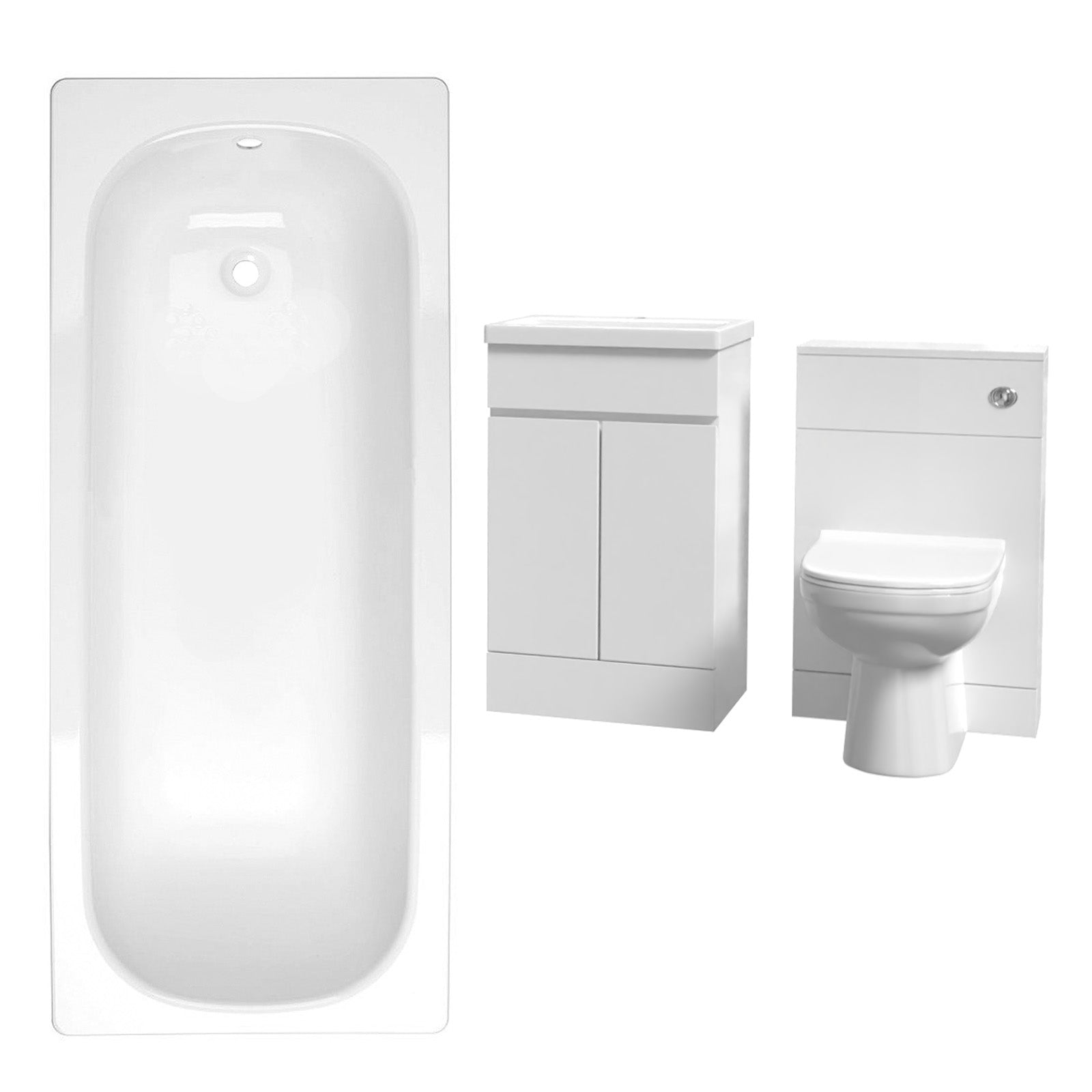 Alaska White 500mm PVC 2 Doors Vanity WC Unit BTW Toilet and Bath Set