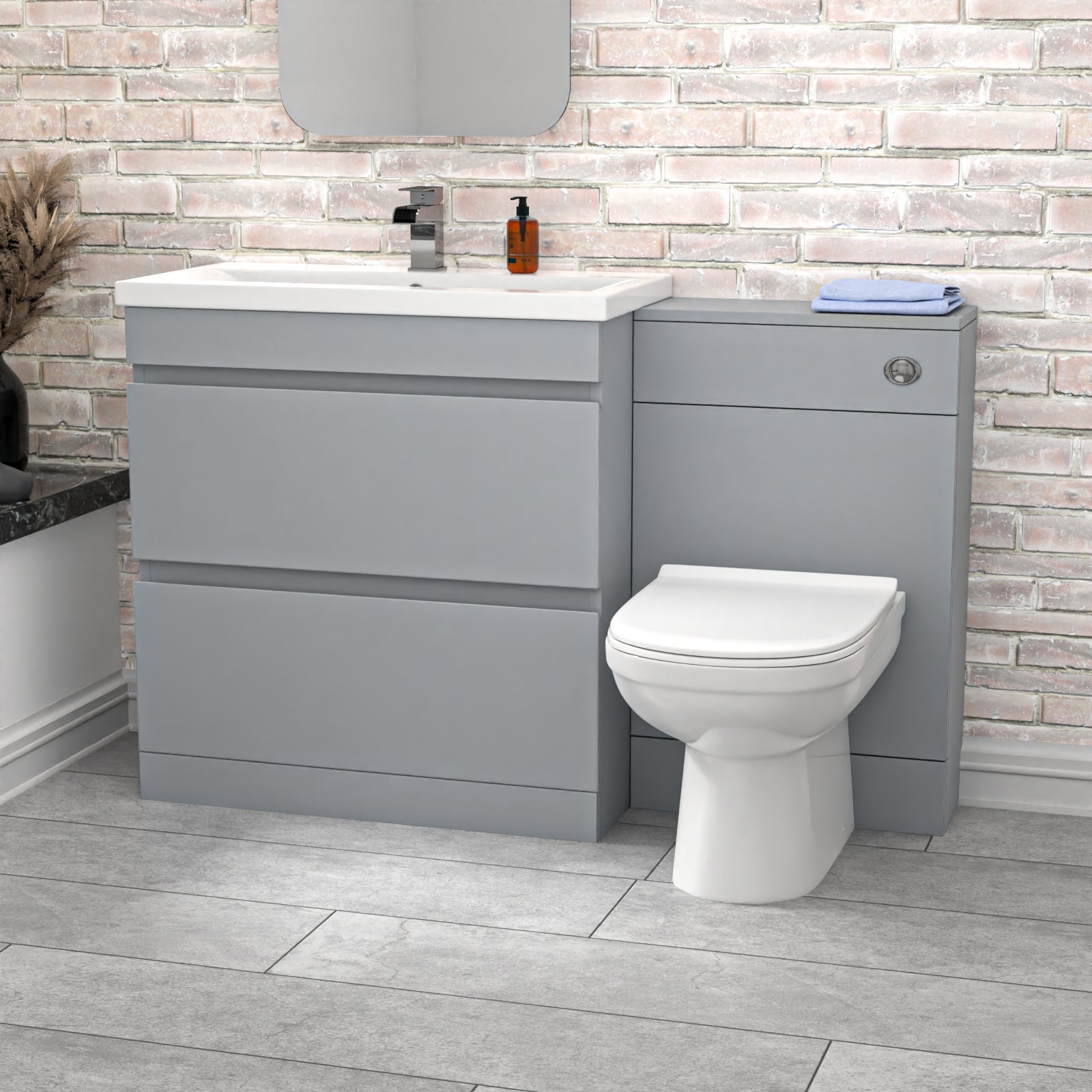 Alaska Matte Grey Freestanding PVC 800mm Drawers Vanity, WC Unit & BTW Toilet