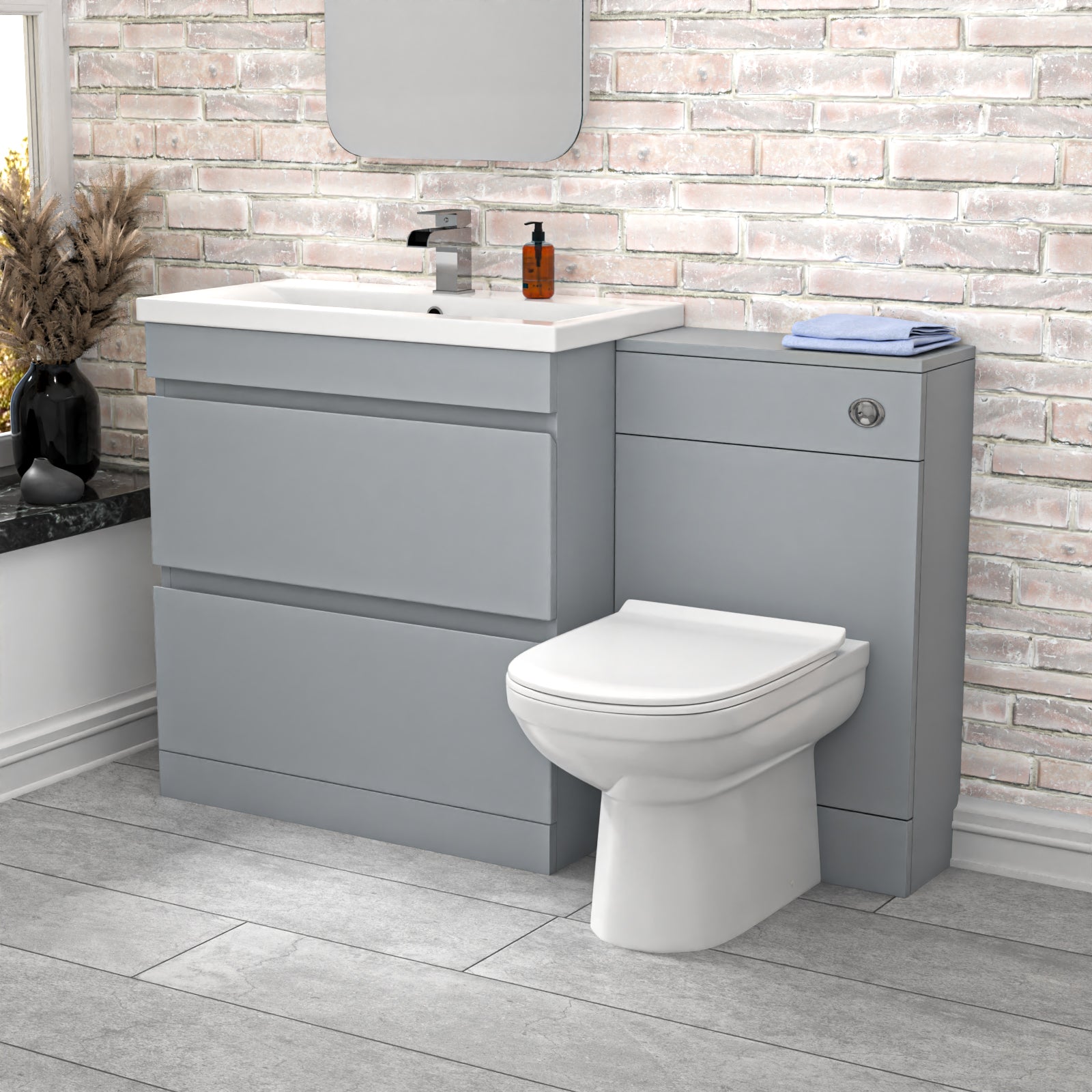 Alaska Matte Grey Freestanding PVC 800mm Drawers Vanity, WC Unit & BTW Toilet