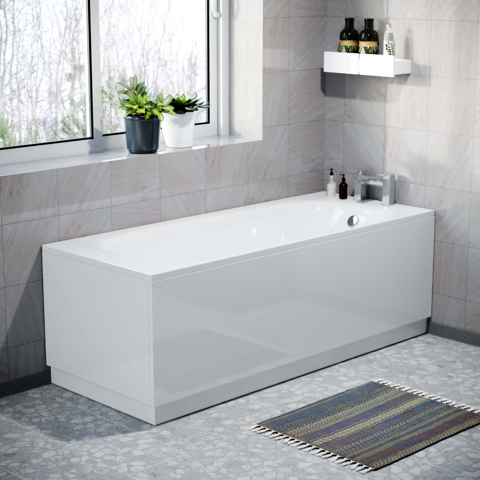 Modern 1700 x 700mm White Front End Bath Panel Durable PVC + Plinth Gorge