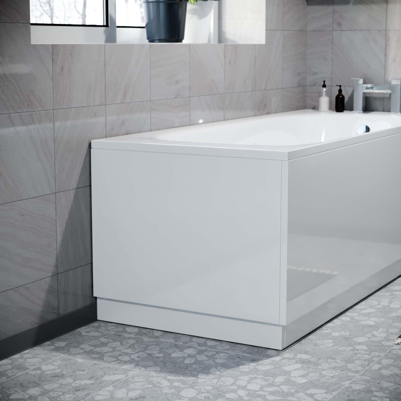 Modern 1700mm White High Gloss Bath Tub PVC Front & End Panel + Plinth