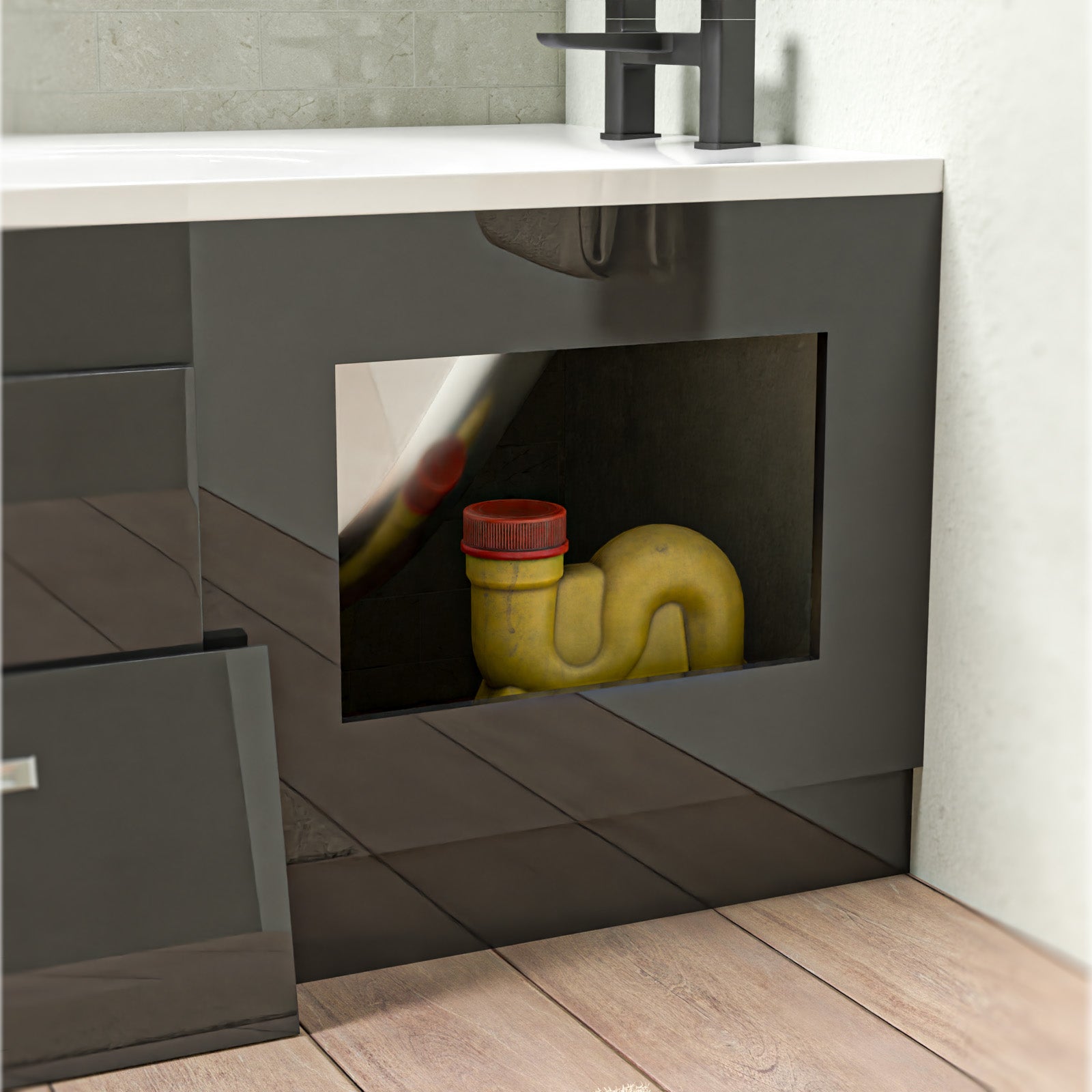 1700 x 480mm PVC Removable Magnetic Door Bath Panel Anthracite