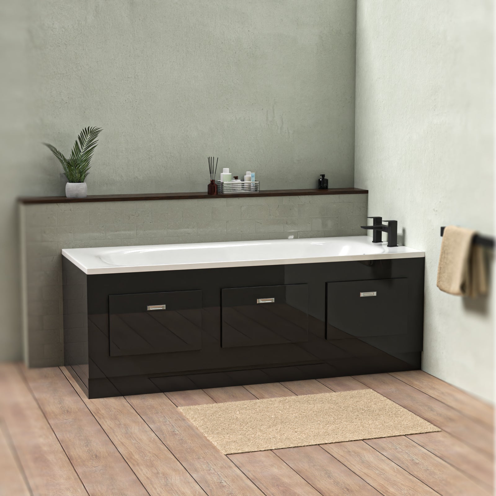 1700 x 480mm PVC Removable Magnetic Door Bath Panel Anthracite