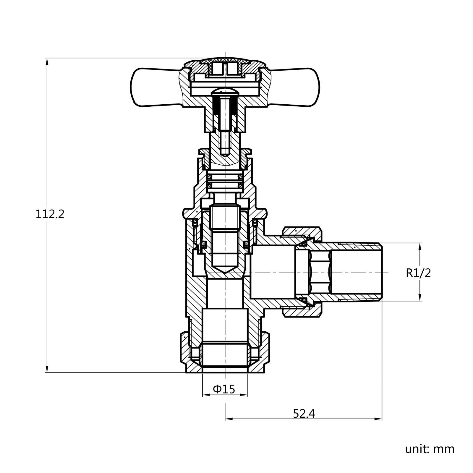 Cross Angled Radiator Valves 15 mm