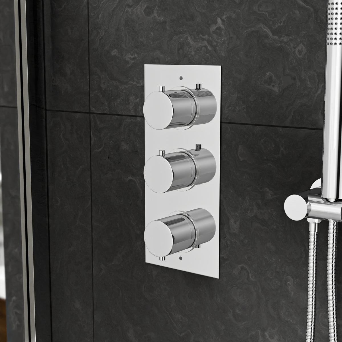 3 Way Slim Head Concealed Thermostatic Shower With Bath Filler & Waste