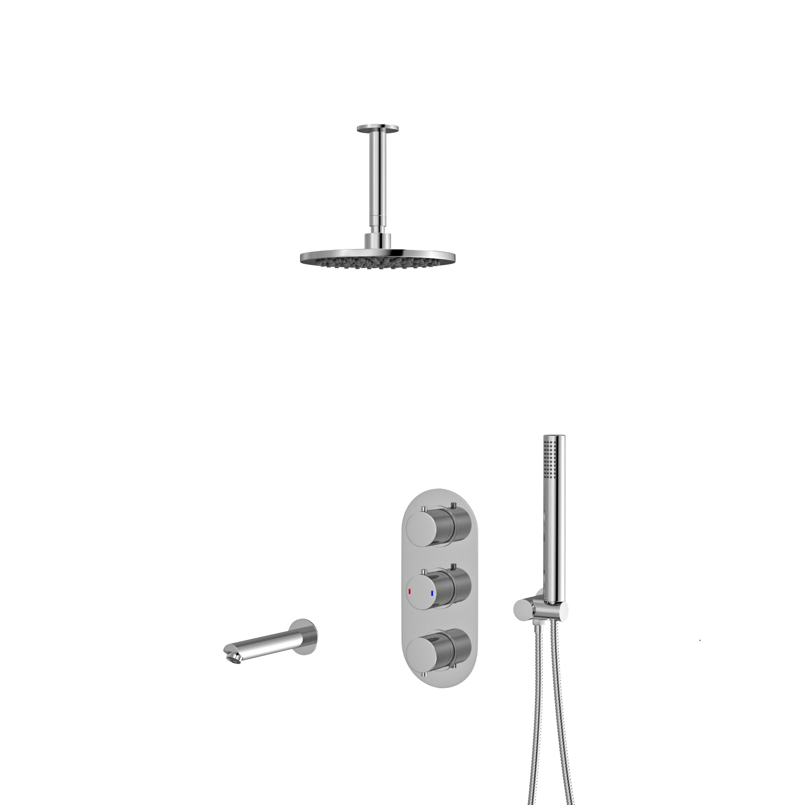 3 Dial 3 Outlet concealed thermostatic Shower Set with Bath Filler