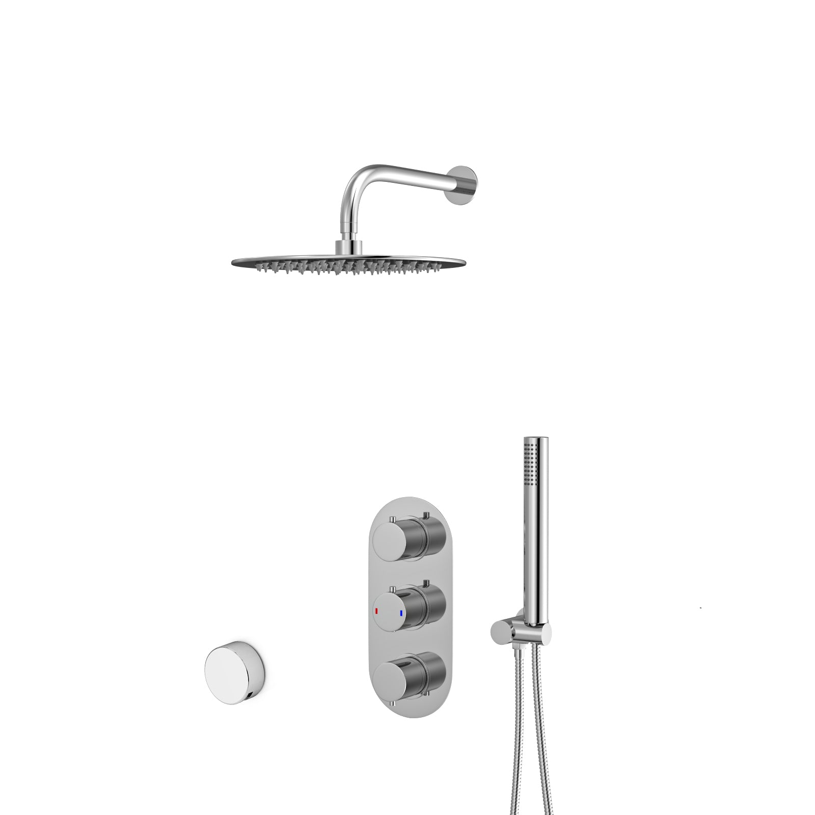 3 Dial 3 Outlet Concealed Thermostatic Shower - Round shower set