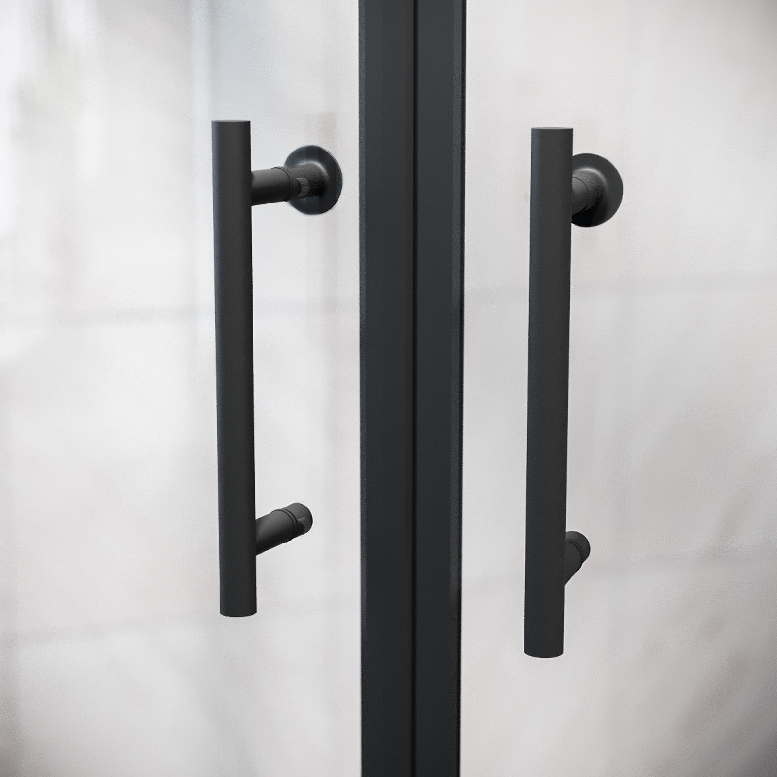 Black Pair of Universal Rounded Shower Door Handles