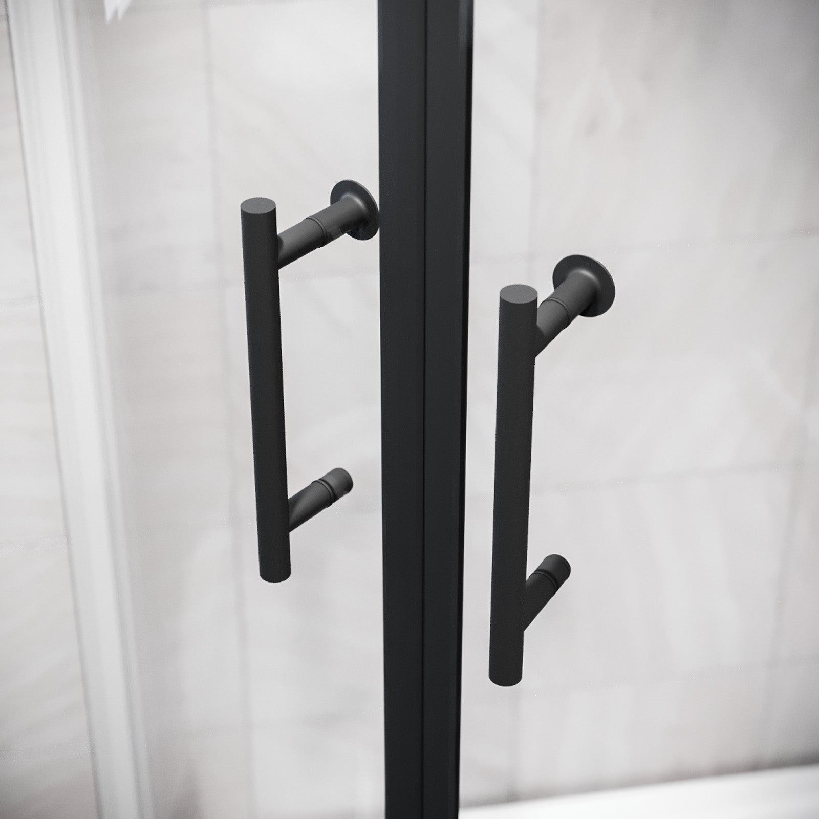 Black Pair of Universal Rounded Shower Door Handles
