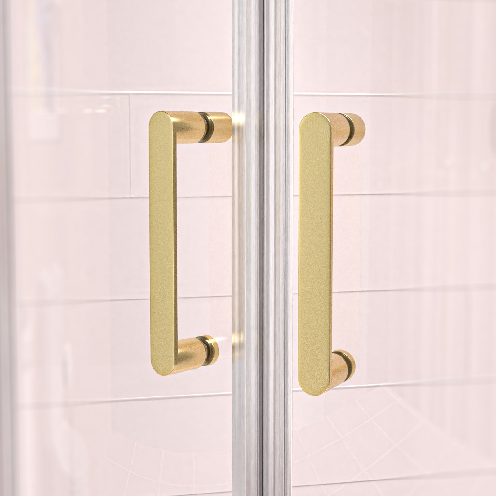 Brushed Brass Pair of Universal Rounded Shower Door Handles