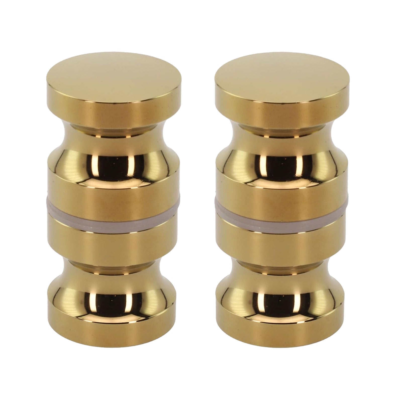 Round Brushed Brass Aluminium Shower Door Knob Handle Set Of 2