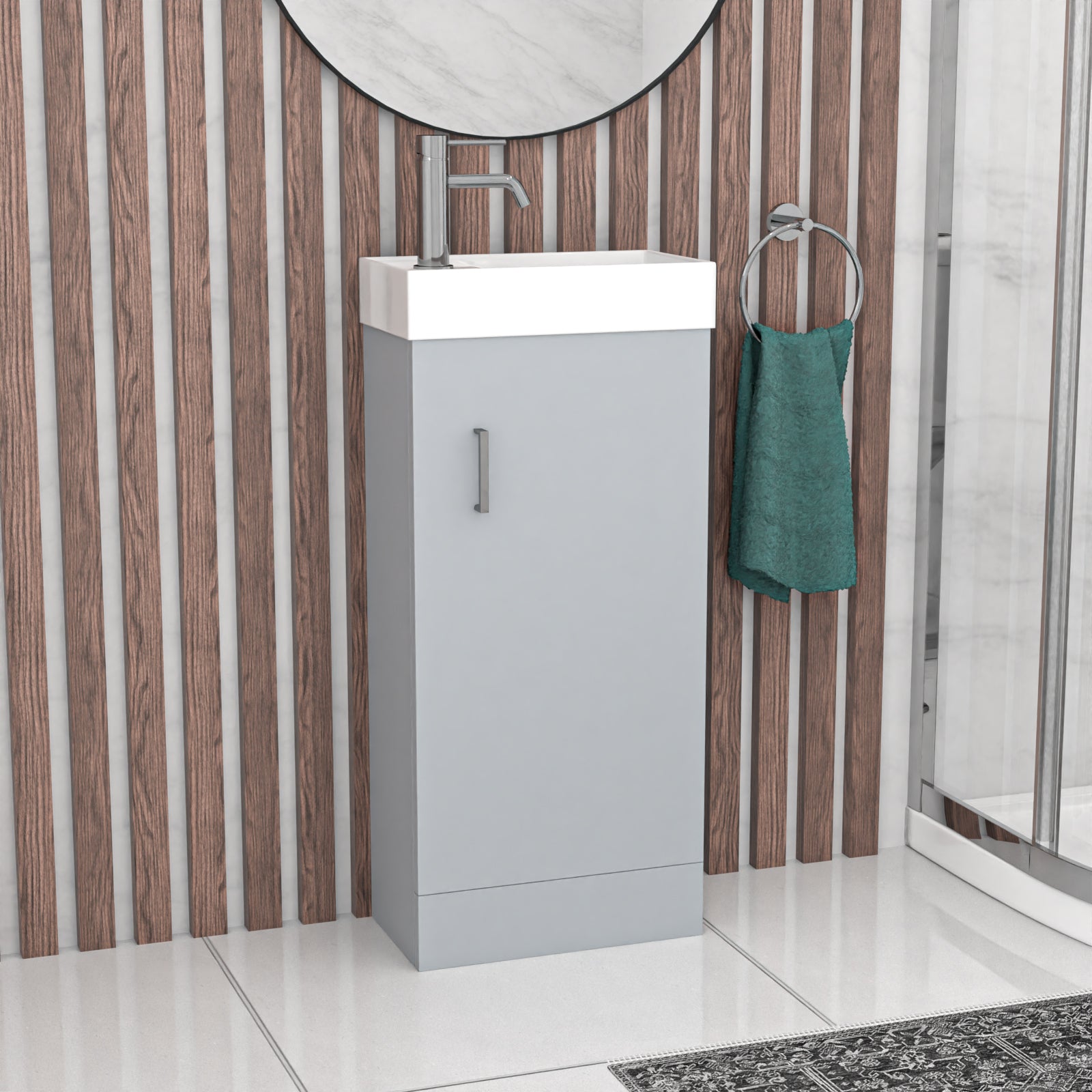Nes Home Matte Grey 400mm Vanity 900mm Shower Enclosure & Shower Tray Toilet Set