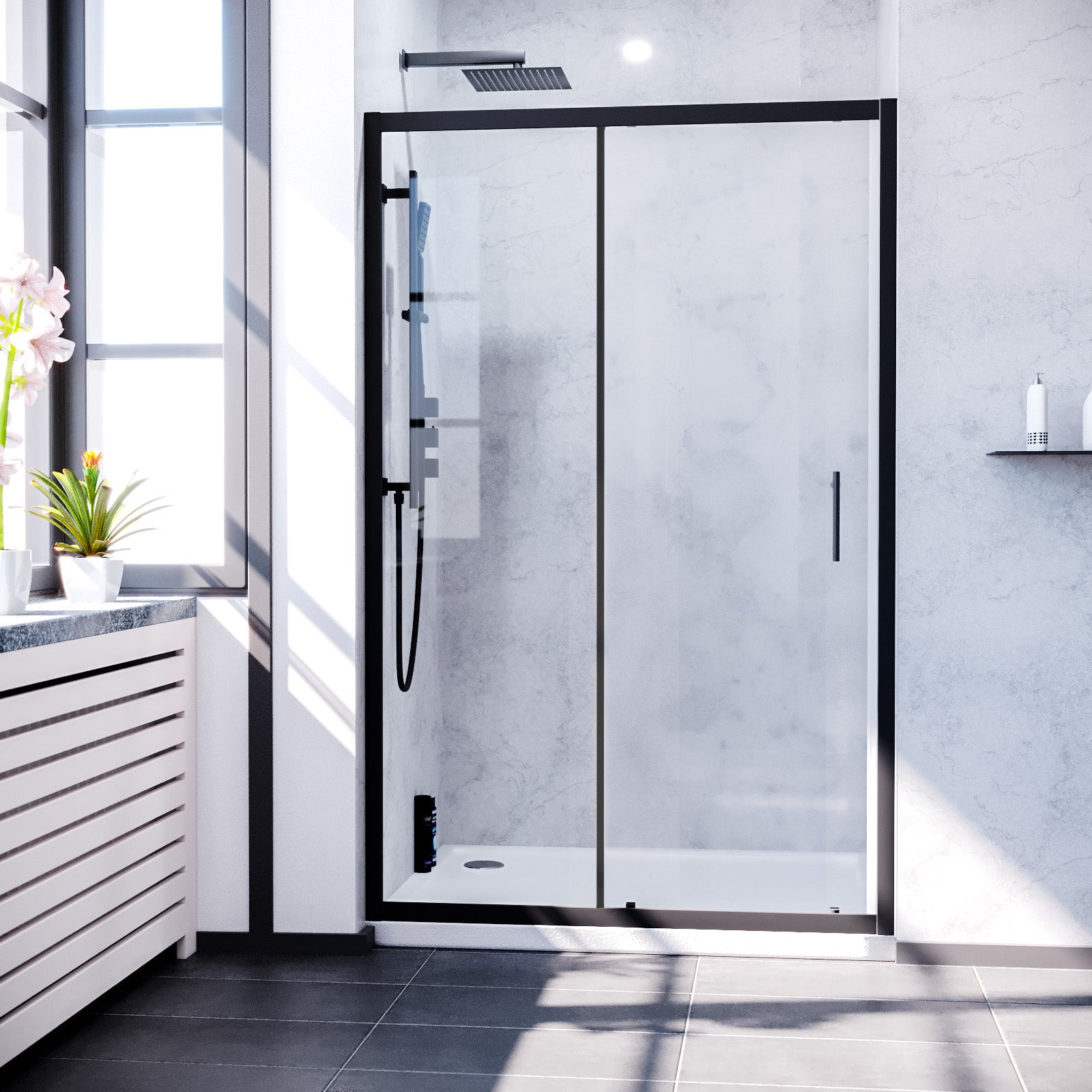 Magna Slider Door 6mm Clear Glass 1700mm x 1850mm Matte Black