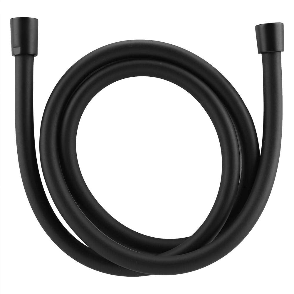 Smooth Flexible 1.5m PVC Shower Hose Replacement with Matt Black Brass Connectors