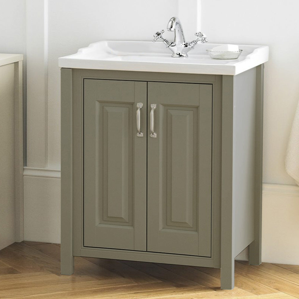Chiltern 600mm Flat Pack Stone Grey Bathroom Traditional Basin Vanity Unit