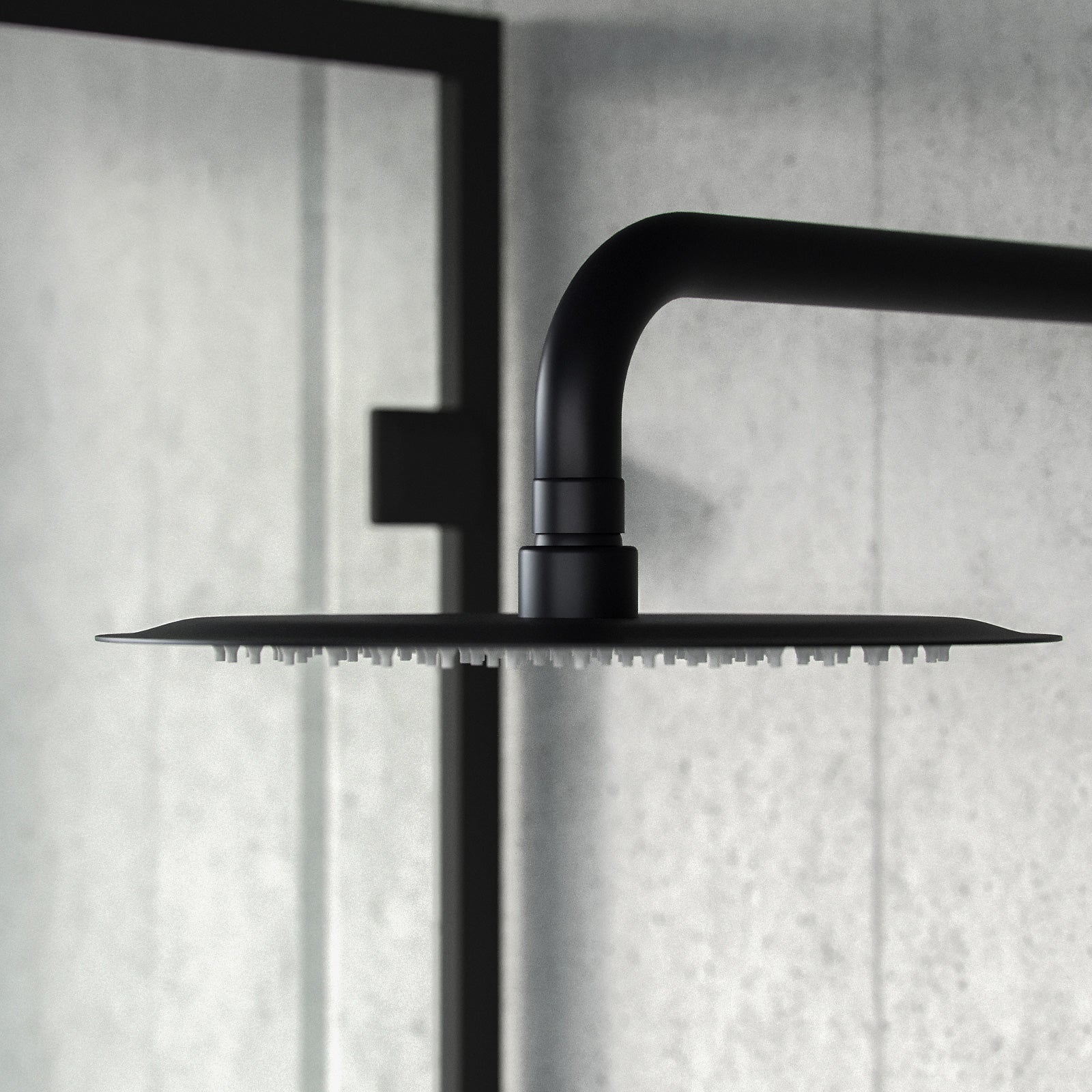 Round Modern Bathroom Thin 200mm Shower Head Matte Black