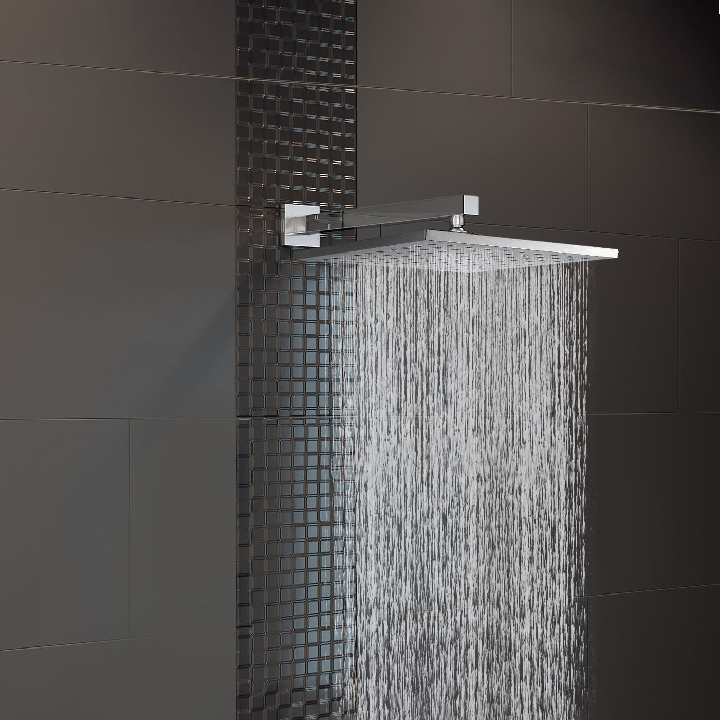 Lilly 3 Dial 2 Way Square Concealed Thermostatic Mixer Valve, Handset & Square Shower Head Chrome