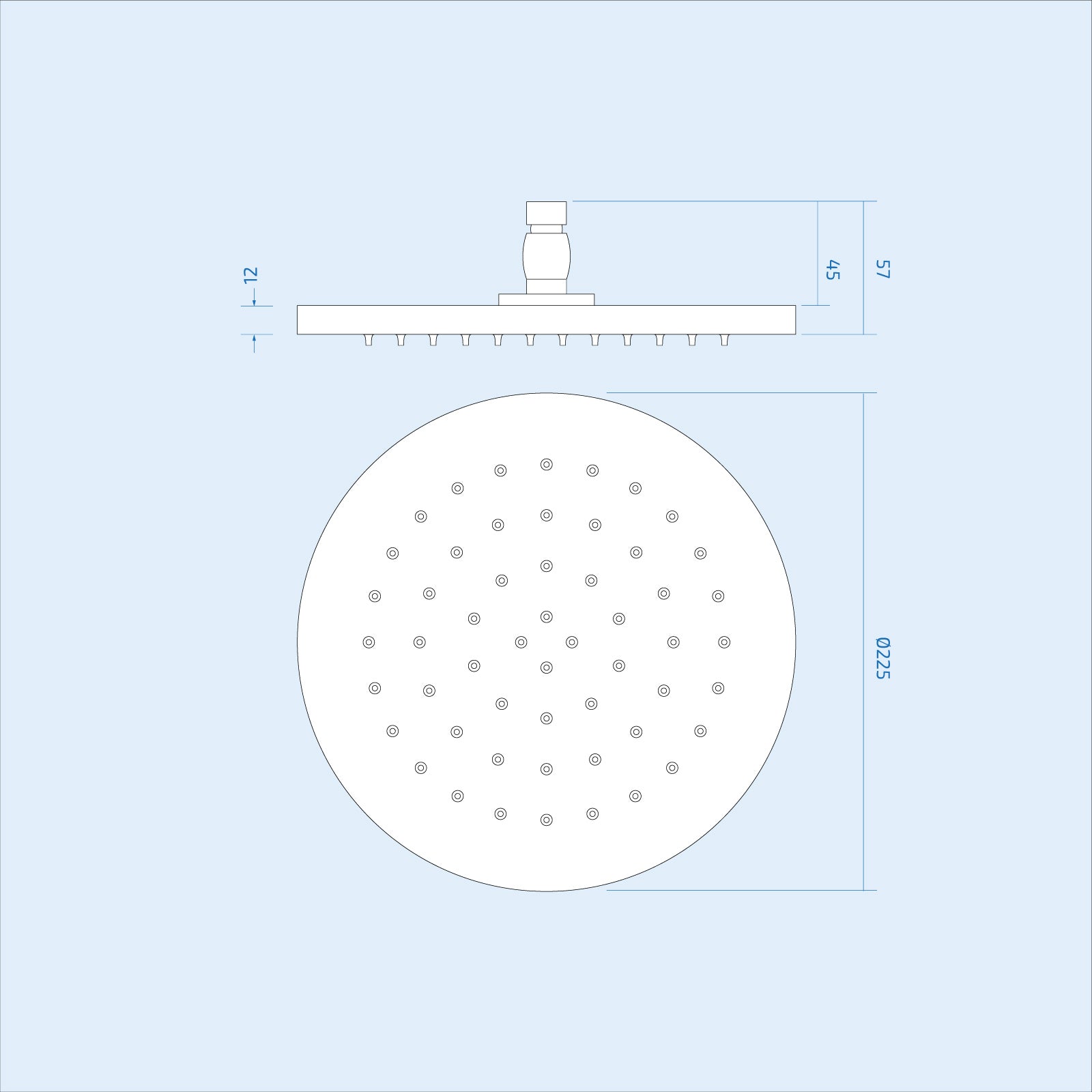 Round 220mm Solid Brass Shower Head Chrome