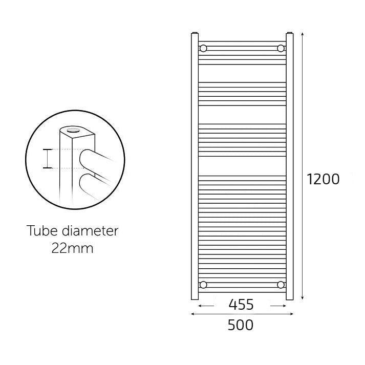 Kartel 1200 x 500mm Straight Radiator Towel Rail Chrome
