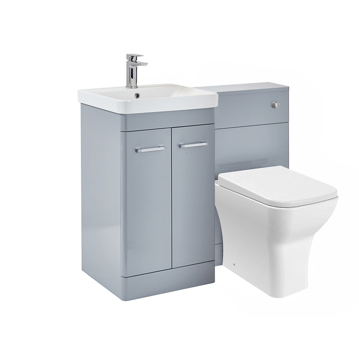 Grey 1000mm Basin Vanity Unit WC BTW Rimless Toilet