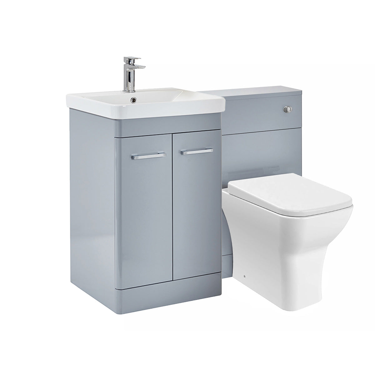 Grey 1100mm Basin Vanity Unit WC BTW Rimless Toilet
