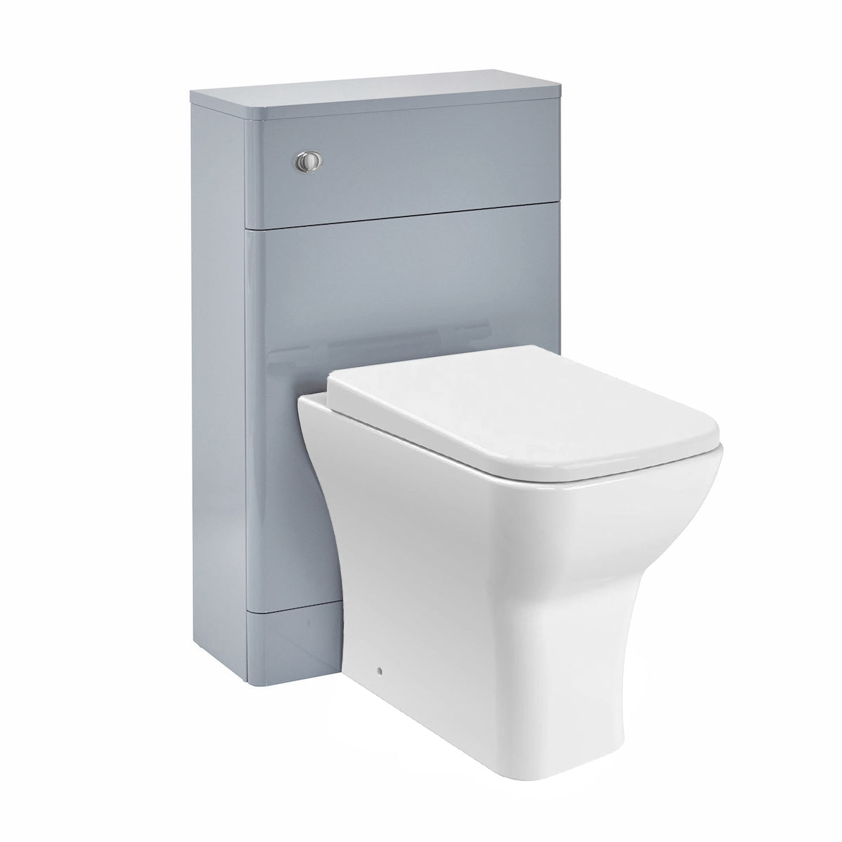 Grey 500mm WC Unit and Back to Wall Soft Close Seat Rimless Toilet
