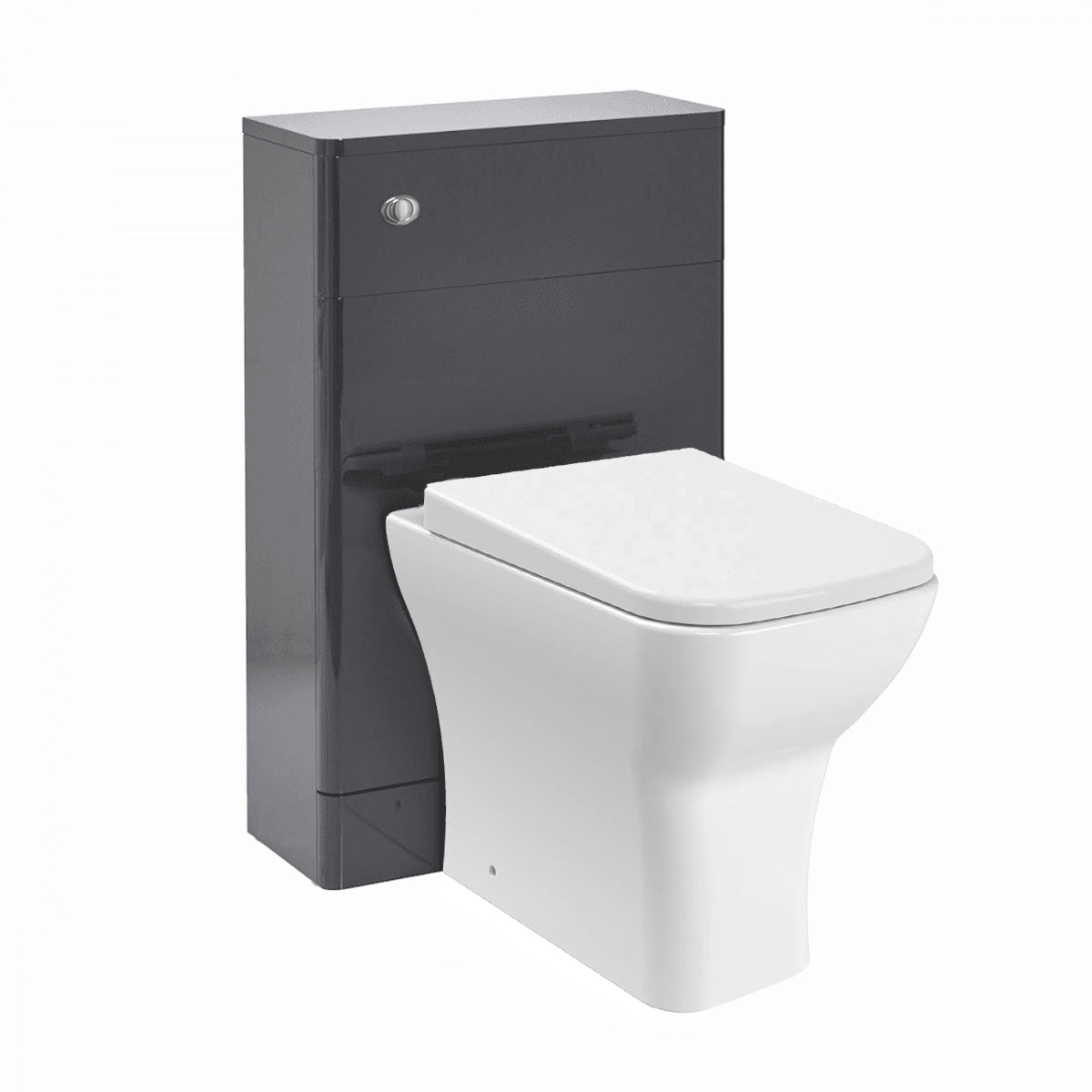 Dark Grey 500mm WC Unit and Back to Wall Rimless Soft Close Seat Toilet