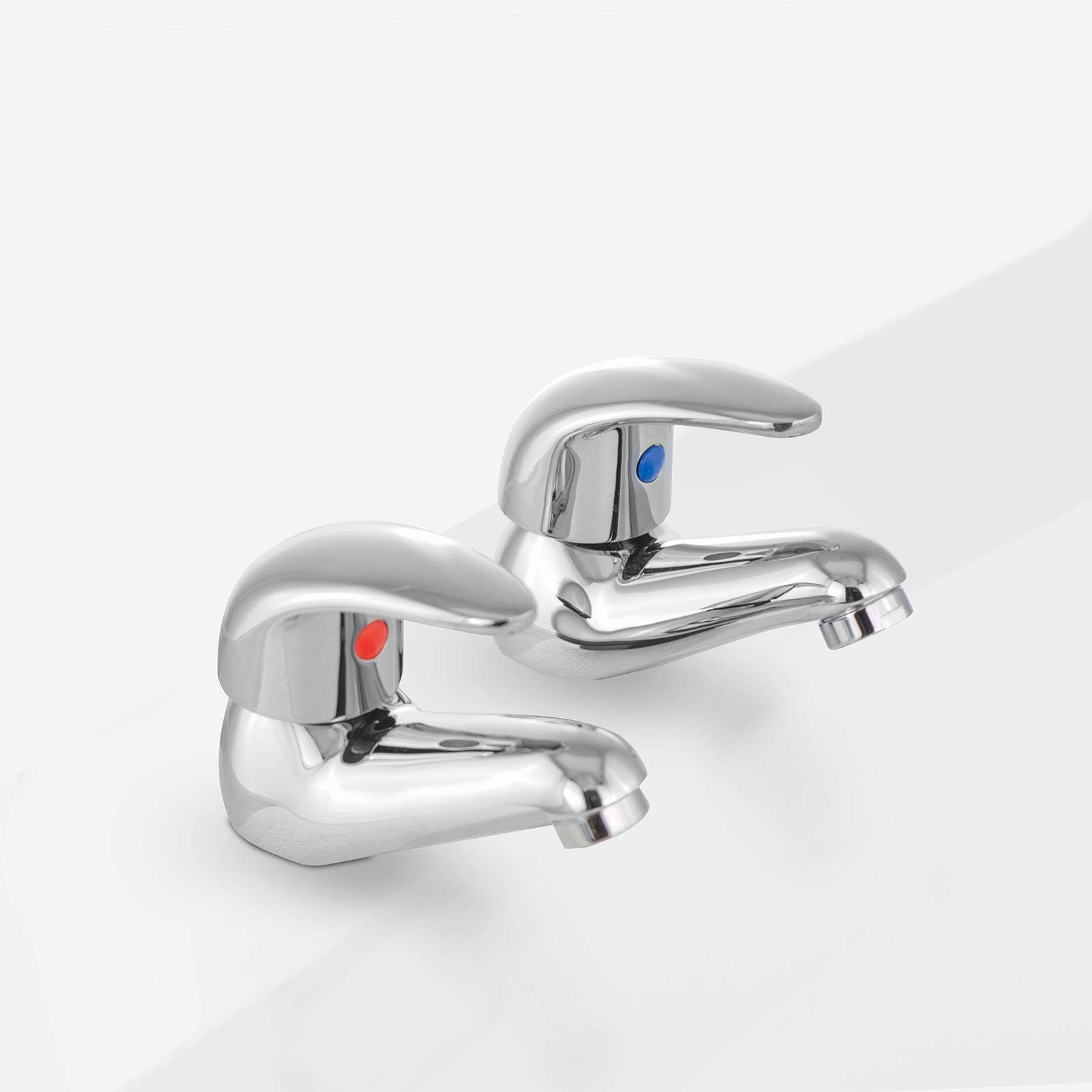 Studio Modern Design Chrome Deck Mounted Twin Bath Filler Taps